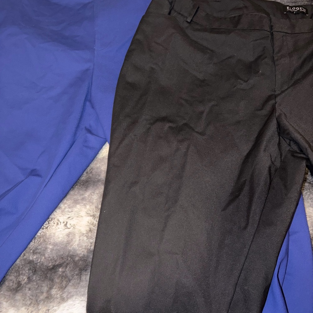 Eloquii Women's Black and Blue Straight Leg Pants